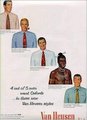 Az 1950-es években készült reklám szerint ötből négy férfi a Van Heusen legújabb oxford ingeire – egyedül a fekete nem.
