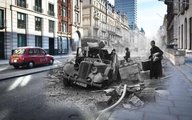 1940. október 15. Egy találatot kapó Humber gépkocsi roncsa a londoni Pall Mallon