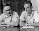 Tisza László (jobb oldalt) Alekszander Akhizier szovjet fizikus társaságában