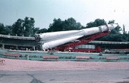 A BNV területe, a Szovjet tudomány és technika 50 éve jubileumi kiállítása 1967. szeptember 1-24. A felvételen a Vosztok-1, Gagarin űrhajójának másolata, 1967