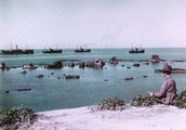 A Jaffa melletti Adroméda-sziklák és a szövetséges szállítóhajók 1918-ban