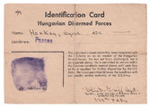 Amerikai hadifogságba esett személyt ujjlenyomattal igazoló kártya (honvedelem.hu)