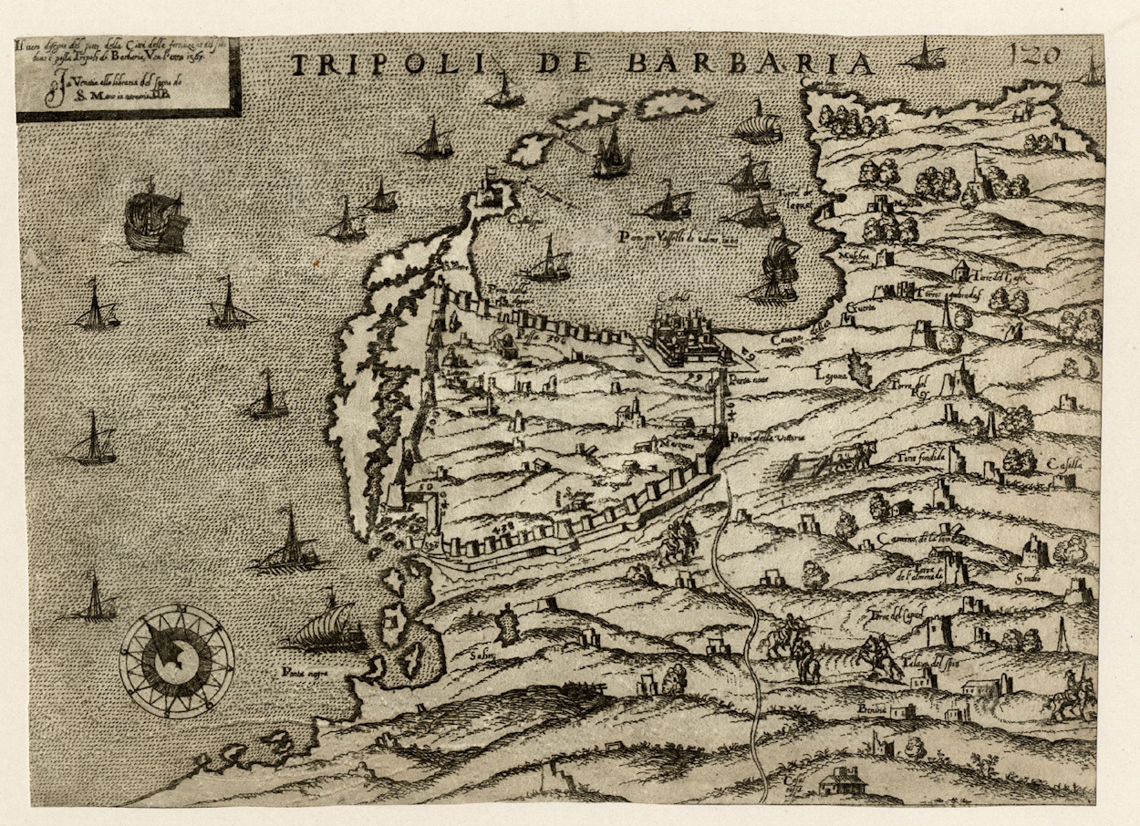 Tripoli térképe 1561-ből, röviddel a johannita uralom vége után