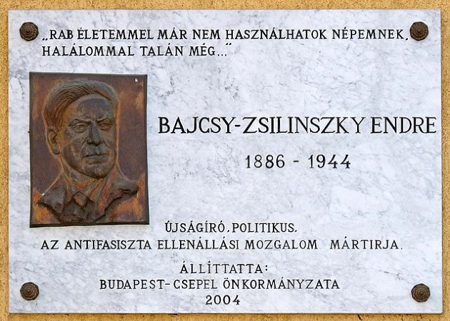 Bajcsy-Zsilinszky Endre emléktáblája