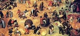 Részlet idősebb Pieter Bruegel „Gyermekjátékok” című festményéből (1560 k.)