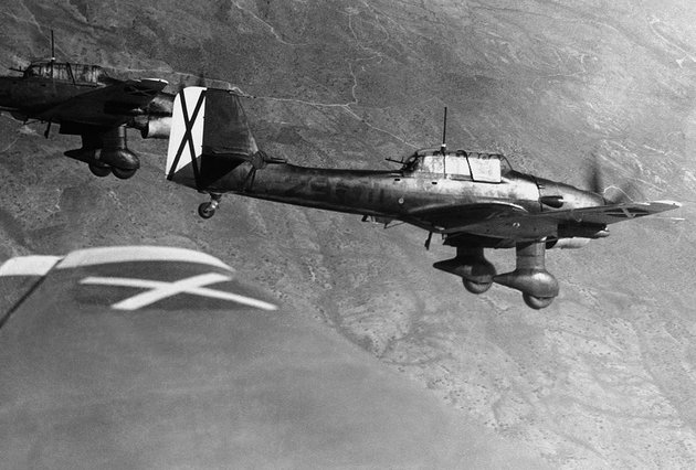 A német Condor légió Ju-87-es zuhanóbombázói a spanyol polgárháborúban (kép forrása: Reddit)