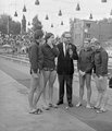 A többszörös Európa csúcstartó 4x100-as magyar gyorsváltó tagjai, Patóh Magda, Gyarmati Andrea, Kovács Edit és Turóczy Judit Szőnyi János sportriporterrel