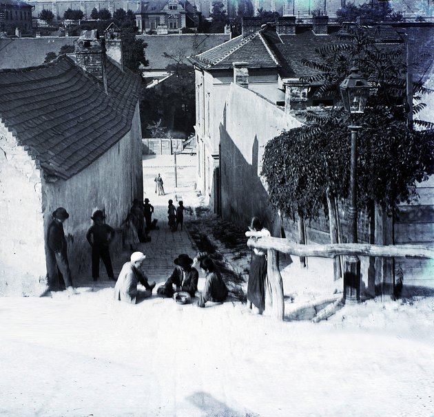 Pásztor lépcső a Gellérthegy utca irányából az Árok utca felé nézve (Fortepan / Magyar Földrajzi Múzeum / Erdélyi Mór cége)