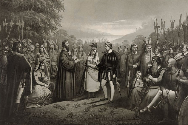 Pocahontas és John Rolfe házasságkötése