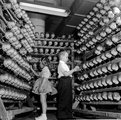 Gyerekek vizsgálják a babafejeket egy Long Island-i gyárban 1955-ben