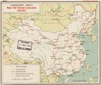 A kommunista Kína új vasútjait mutató térkép az 1950-es évek közepéről