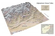 Háromdimenziós térkép az afganisztáni Kunar-völgyről 2001-ből