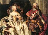 A fiatal trónörökös szüleivel, Mária Teréziával és Lotharingiai Ferenc császárral