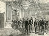 Kalakaua király a Fehér Házban találkozik Ulysses S. Grant amerikai elnökkel, 1874.
