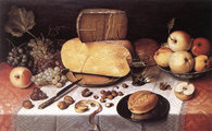 Floris van Dijck: Csendélet gyümölccsel, dióval és sajttal, 1613 körül.