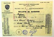 Virginia Hall francia születési anyakönyvi kivonata, amelyet az amerikai OSS hamisított