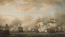 A döntő brit győzelemmel végződő tengeri ütközet Dominikánál, 1782.