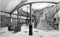 A Titanic főlépcsőjéről készült rajz egy 1912-es reklámanyagból