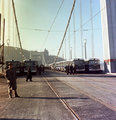 Az Erzsébet híd terheléspróbája a pesti hídfőtől Buda felé nézve (1964) <br /><i>Fortepan</i>
