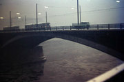 Autóbusz halad át a Margit hídon, a margitszigeti lehajtó közelében (1975) <br /><i>Fortepan</i>