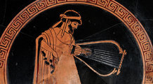 A líra ábrázolása egy ókori görög edényen