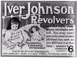 „Az Iver Johnson revolverek nem játékok – jól visznek, és ölnek. Lehet, hogy csupán egyszer lesz rá szükséged az életben. Vegyél most, hogy akkor nálad legyen! – Teljesen biztonságos – A véletlen elsülés lehetetlen – kakas nélküli automata” (a kislány ruháján: „Papa azt mondja, ez nem fog bántani minket!”)