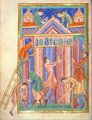 Egy 12. századi ábrázoláson nyolc tolvaj egyszerre bénul le, amikor egy angol templomba próbálnak betörni