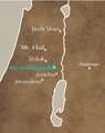 Az ókori Kánaán térsége, kékkel a most feltárt Khirbet el-Mastarah települése