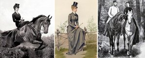 Erzsébet királyné kiváló lovas volt, számos idealizált kép ábrázolta lovaglás közben (balra), a középső képen lovaglóöltözékben egy korabeli divatmagazinban, jobbra pedig férje, Ferenc József társaságában, akivel 1866 februárjában városligeti sétalovaglást is tett (3)