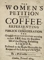 A „Nők petíciója a kávé ellen”, 1674