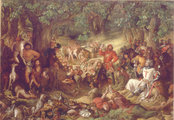 Robin Hood és emberei mulatnak az erdőben