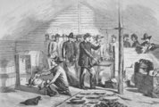 Az Unió katonái megkapják hálaadás napi fejadagjaikat, 1864.
