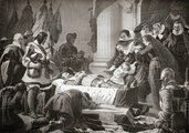 Mária Eleonóra gyásza férje holtteste felett, Walter Hutchinson „Népek története” című 1915-ös könyvéből (kép forrása: dissolve.com)