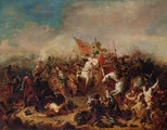 A hastingsi csata Francois Hyppolite Debon festményén (kép forrása: historyhit.com)