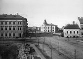 Dugonics tér - Tisza Lajos körút találkozása, jobbra szemben a Feketesas utca (a kép 1885 körül készült) (Fortepan / Fődi Gábor)
