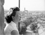 1947, Eger, látkép a Minaretből, távolban a Rác templom