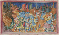 Ivar és Ubba dúlása Angliában egy 15. századi ábrázoláson (kép forrása: oldsomerset2.wordpress.com)