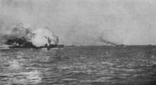 A brit HMS Invincible felrobbanása Jütlandnál (kép forrása: Wikimedia Commons)
