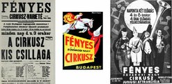 A Néparéna és a Fényes Fővárosi Nagy Cirkusz plakátjai és műsorfüzetei az 1930-as évekből. A két jobboldali reklámgrafikát a neves festőművész, Pólya Tibor tervezte (3)