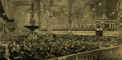 Miközben az 1892-es Országos Dalünnep több ezer résztvevője előtt, zászlókkal felvonul a színpadra a dalárdák egyesített kórusa, középen zavartalanul csobog az Iparcsarnok díszkútja (Jantyik Mátyás rajza, Vasárnapi Újság, 1892. 35. szám)