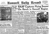 A Roswell Daily Record című lap címlapja a szenzációs, repülő csészealjról szóló hírrel (kép forrása: Smithsonian Magazine)