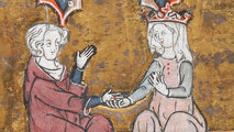 Egy romantikus kézfogás középkori ábrázolása (kép forrása: bl.uk)