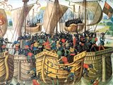 Közelharc hajókon a középkorban (kép forrása: artetmer.com)
