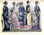 Női divat 1880-ból - a különféle lopásos bűncselekmények esetében akár előnyös is lehetett a bonyolult, sok rétegű ruha, amely alá feltűnésmentesen lehetett tárgyakat rejteni (kép forrása: oldpolicecellsmuseum.org.uk)