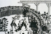 Klein Henszlein német kalóz és társai nyilvános kivégzése Hamburgban, 1573. szeptember 10. (kép forrása: Wikimedia Commons)