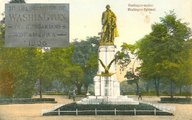 A Városliget egyik legszebb pontján álló Washington-szobor történetéhez tartozik, hogy még az 1799 óta működő, ütött-kopott vendéglőt is elbontották mögüle a megfelelő háttér kedvéért. A másik különlegesség, hogy a 2. világháború során szinte mindent lebombáztak a környéken az amerikai gépek, de első elnökük szobra sértetlen maradt (kézzel színezett képeslap, 1911, magángyűjtemény)