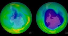 Az ózonréteg károsodása 1979 és 2008 között (kép forrása: earthobservatory.nasa.gov)