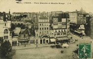 20. század eleji képeslap a Moulin Rouge-zsal (kép forrása: Pinterest)