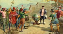 A valósághoz képest meglehetősen idealizált festmény Kolumbuszról és legénységéről
