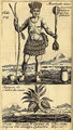 Őslakos férfi kakaóbabbal és kakaóital készítéséhez való eszközökkel egy kora újkori francia ábrázoláson (kép forrása: Atlas Obscura)